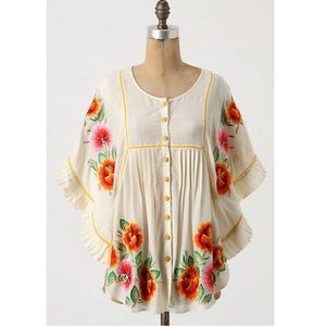 Anthropologie Tanvi Kedia Embroidered Poncho Top